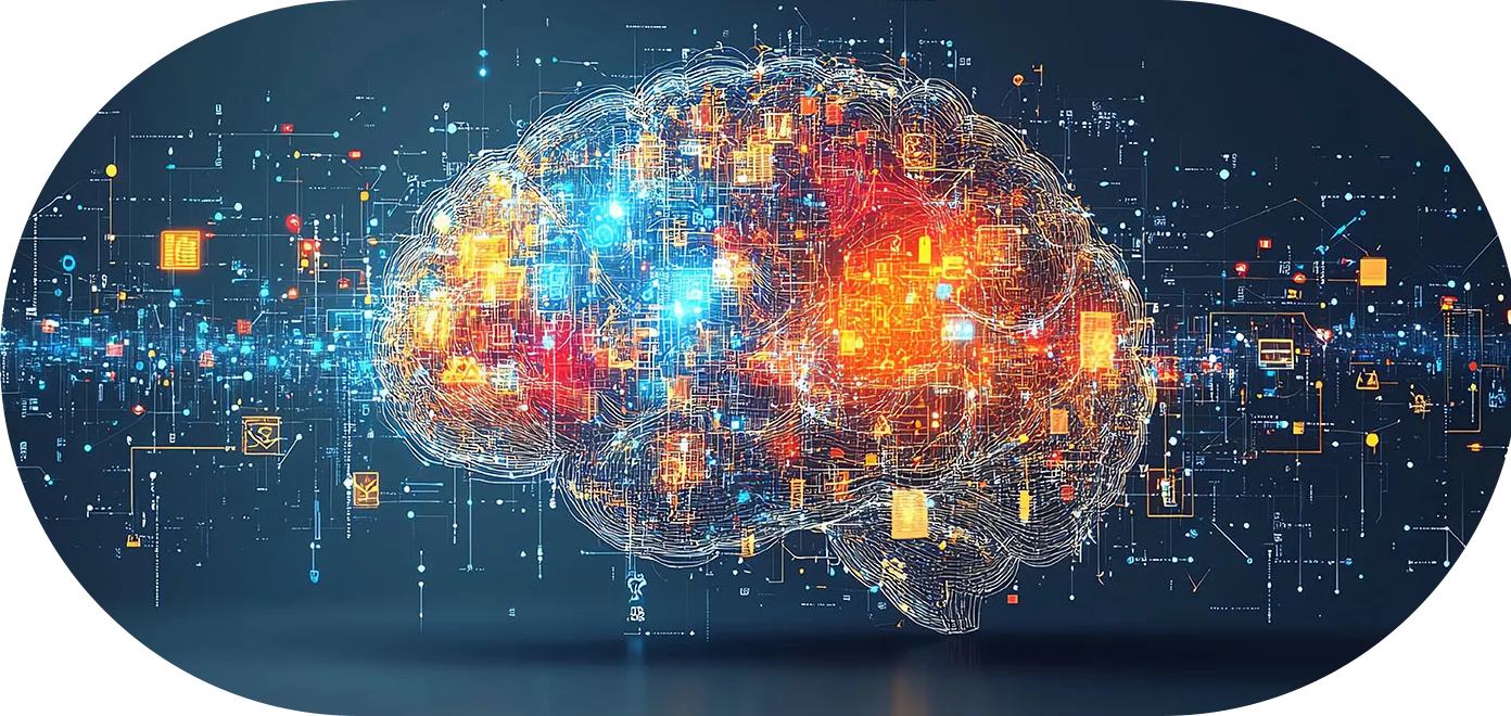 Un cerveau dans lequel il y a des circuits d’ordinateurs.