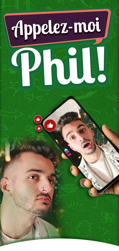 Une photo de Phil Rivière, puis une autre montrant une vidéo de Phil Rivière vue sur un téléphone cellulaire.