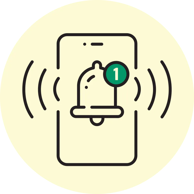 Icône d’une cloche et d’une notification.