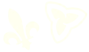 Une fleur de lys et un trille blanc sur un fond vert.