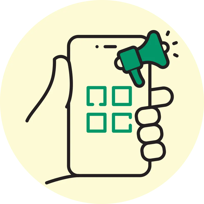 Icône d’une application et d’un porte-voix.